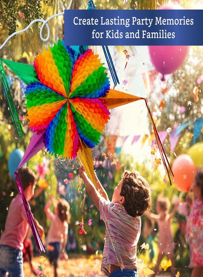FIESTA WRAPS Mexican Piñata (X-Large 35 inches) - Rainbow Piniata - Authentic Handmade Foldable Large Pinata for Birthday Party - Piñatas para Cumpleaños - Mexican Star Pinata - Cinco de Mayo Pinatas - Image 5